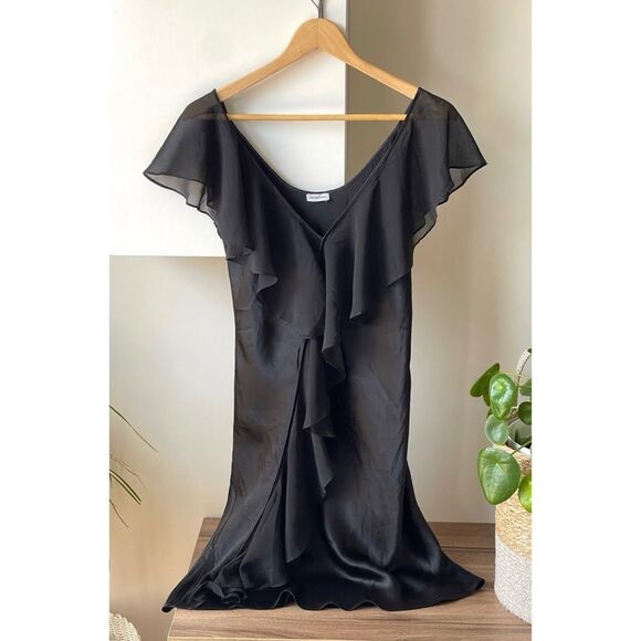 intimissimi Other - Vintage Intimissimi Silk Black Asymmetrical Ruffle Dress in Black Size S